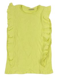 Citronové rebrované tričko s volánikmi Matalan