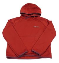 Červená vzorovaná thermo mikina s logem a kapsou a kapucí berghaus