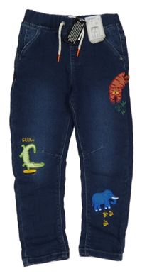 Nové - tmavomodré teplákové rifle se zvířátky St. Bernard