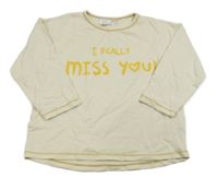 Smetanové oversize mikinotriko s nápismi ZARA