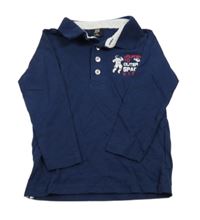 Tmavomodré tričko s kosmonautem a golierikom Kiki&Koko