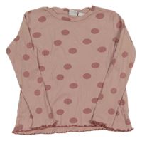Starorůžové puntíkaté žebrované triko L&D