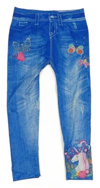 Modré legíny riflového vzhledu s motýlky s motýlky COOL&Young