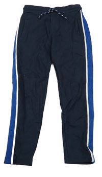 Tmavomodro-safírové chino tepláky s pruhem 