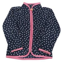 Tmavomodro-růžová puntíkatá fleecová propínací mikina TCM