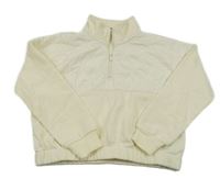 Smotanová teplákovo/šusťáková crop mikina s prošíváním PRIMARK