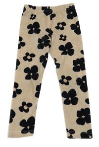 Světlepudrové sametové legíny s květy little kids