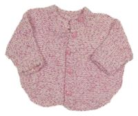 Svetloružová -bielo-fialový melírovaný pletený prepínaci oversize sveter