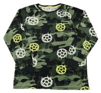 Khaki-černá army plyšová pyžamová mikina s míči Matalan