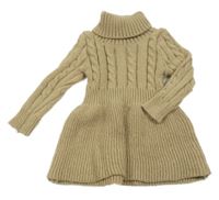 Béžové pletené šaty so vzorom a rolákom SHEIN