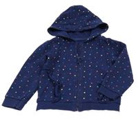 Tmavomodro-farebná bodkovaná á prepínaci mikina s volánikmi a kapucňou Matalan
