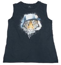 Čierne tielko s tigrom C&A