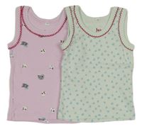 2x - Košilka - Světlerůžová s kočičkami, mátová se srdíčky POCOPIANO