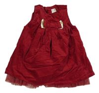 Tmavočervené sametovo/manšestrové šaty s mašlou LC WaIKIKI