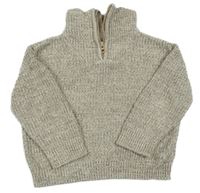 Kávový melírovaný žebrovaný oversize svetr H&M