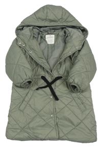 Khaki prešívaná šušťáková zateplená parka s kapucňou Matalan