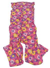 Růžový květovaný lehký kalhotový overal s motýlky Infinity 