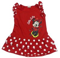 Červená bavlnená šatová tunika s Minnie a bodkami zn. Disney