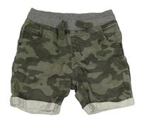 Zelené army teplákové rifľové kraťasy s úpletovým pasom zn. Matalan