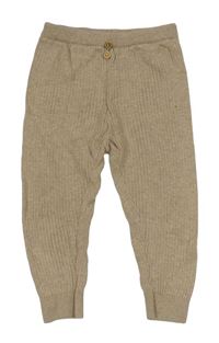 Béžové žebrované pletené tepláky s knoflíky Zara