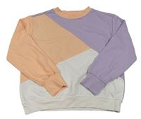 Lila-meruňkovo-biela mikina zn. H&M