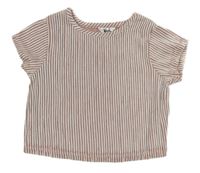 Bielo-staroružové pruhované trblietavé crop tričko zn. M&Co.