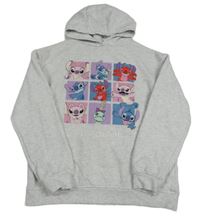 Svetlosivá melírovaná mikina so Stitchem a kapucňou zn. Primark
