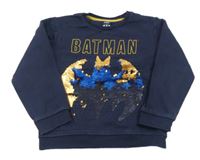 Tmavomodrá mikina s netopýrem z překlápěcích flitrů - Batman M&S