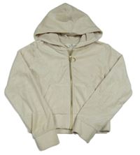 Béžová plyšová prepínaci crop mikina s kapucňou H&M