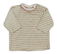 Bielo-béžové pruhované zamatové tričko