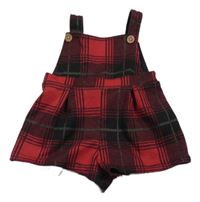 Červeno-čierne kockované na traké kraťasy F&F