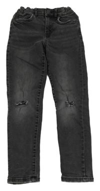 Tmavošedé skinny rifle s dírami na kolenou Zara