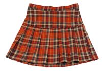 Červeno-hnedo-čierna kockovaná trblietavá skladaná sukňa H&M