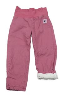 Vínové plátěné podšité cuff kalhoty s úpletovým pasem Pocopiano