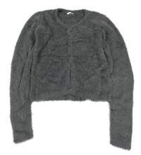 Tmavosivý chlpatý prepínaci crop sveter Next