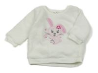 Biela chlpatá mikina s králikom Ergee