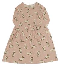 Ružové bavlnené šaty s králikmi H&M