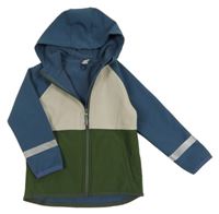 Tmavomodro-béžovo-khaki softshellová bunda s kapucí Topolino