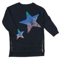 Tmavomodré teplákové šaty s hvězdami s flitry Next