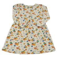 Světlešedé teplákové šaty s ovocem a liškami Jojo Maman Bébé