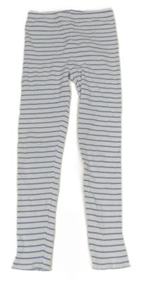 Bielo-světlemodro-čierne pruhované rebrované legíny The Little White Company