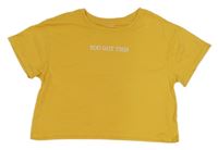 Hořčicové crop tričko s nápisem Primark