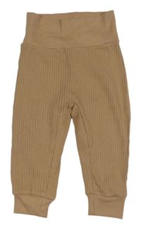 Hnedé rebrované ľahké tepláky Alana