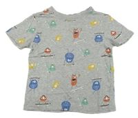 Šedé melírované tričko s příšerkami Primark