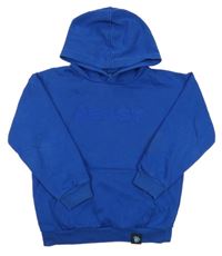 Zafírová mikina s nápisom a kapucňou