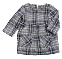 Tmavomodro-ružovo-medové kockované šaty Primark