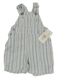 Nové - Světlemodro-bílo-vínové pruhované plátěné laclové kraťasy H&M