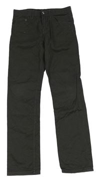 Antracitové plátenné slim fit nohavice H&M