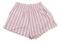 Bielo-ružové pruhované pyžamové kraťasy H&M