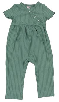 Zelený rebrovaný ľahký nohavicový overal